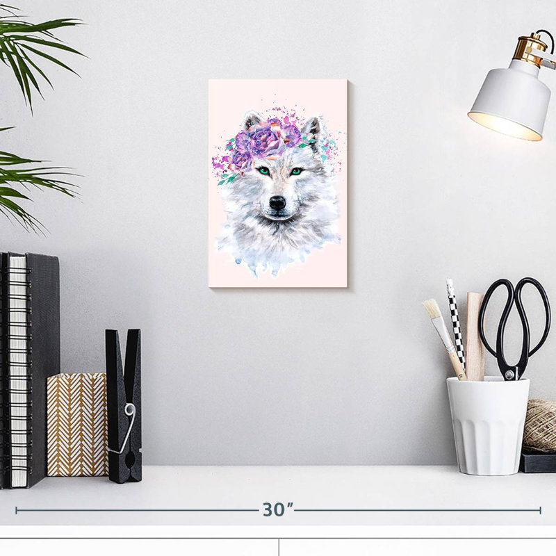 Brampt Floral Wolf, 12" H x 8" W