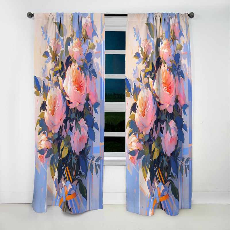 Brinlee - Rideau pivoine - Rideau occultant à motif floral - 1 panneau, L 52 po x L 63 po