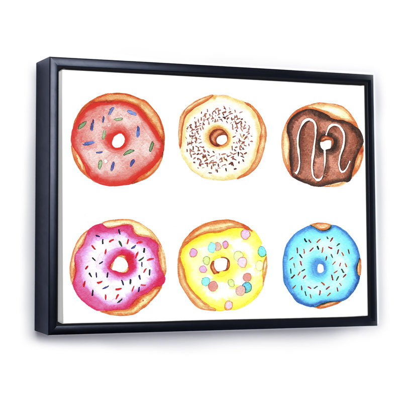 «Funny Donuts», reproduction sur toile, H 12 po x l 20 po x P 1 po, Cadre flottant noir