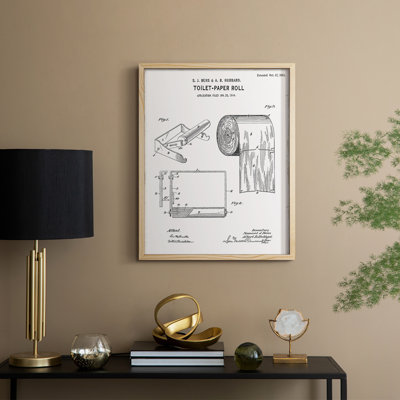 Papier hygiénique, brevet I, reproduction encadrée - bois massif