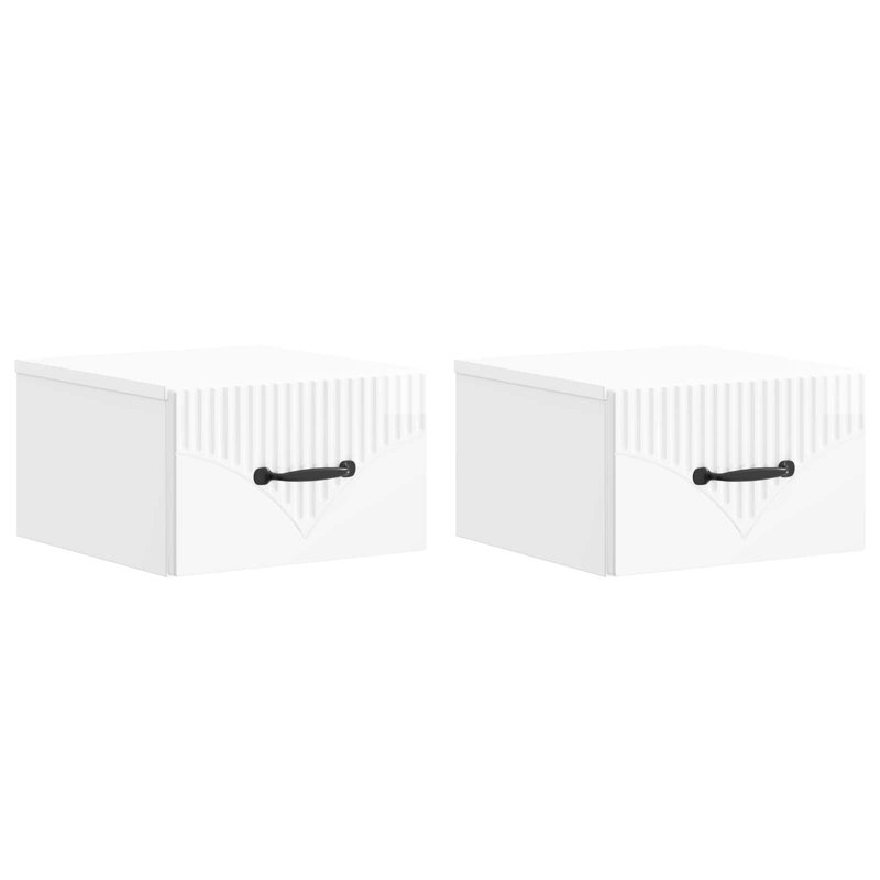 34.5cm W Manufactured Wood Bedside Table, High Gloss White