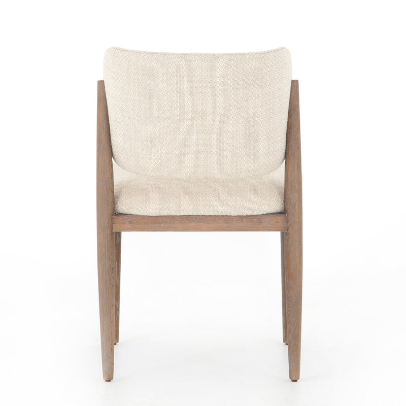 Joren Upholstered Dining Chair, Irving Taupe Polyester Blend/Pecan Whitewash