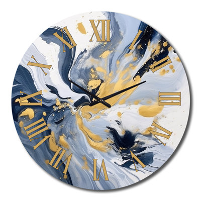 Horloge murale XXIV - Fractales bleu foncé et or