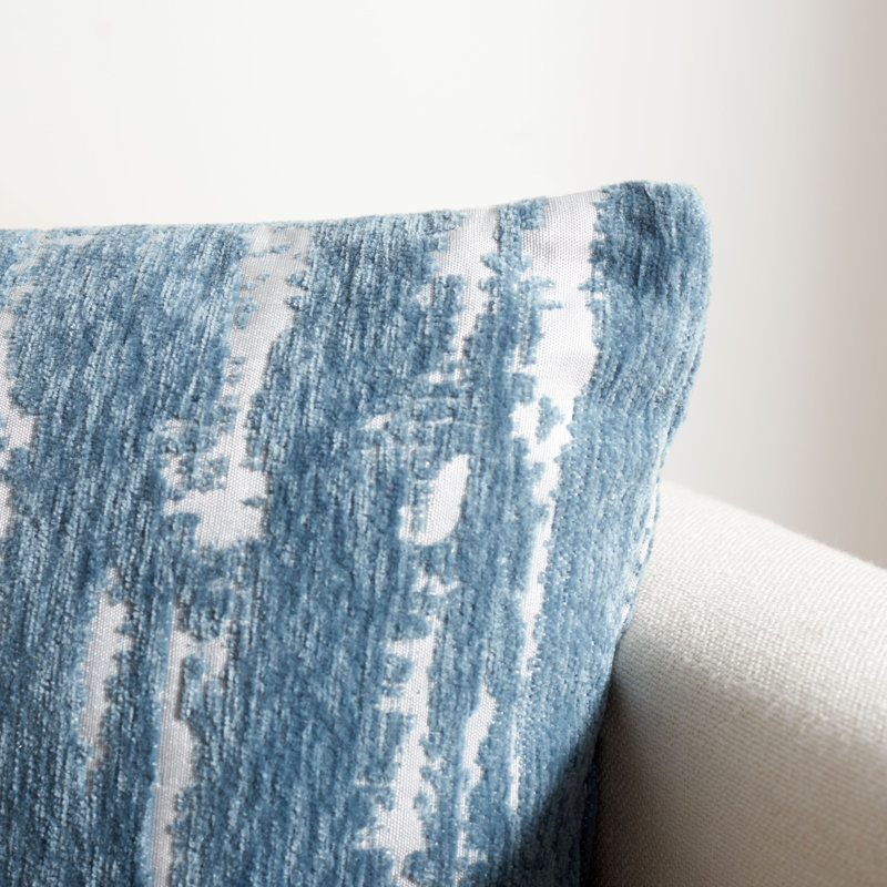 Light Blue and White Abstract Striped Rectangular Throw Pillow