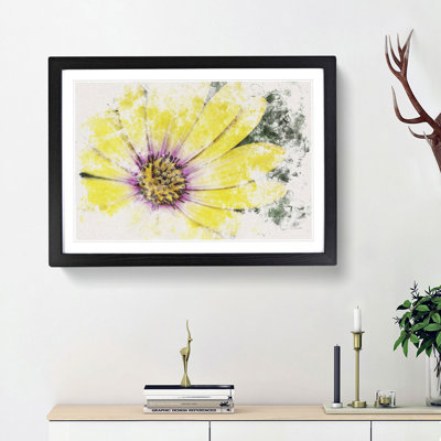 Yellow Gerbera Flower Watercolour - Framed Print