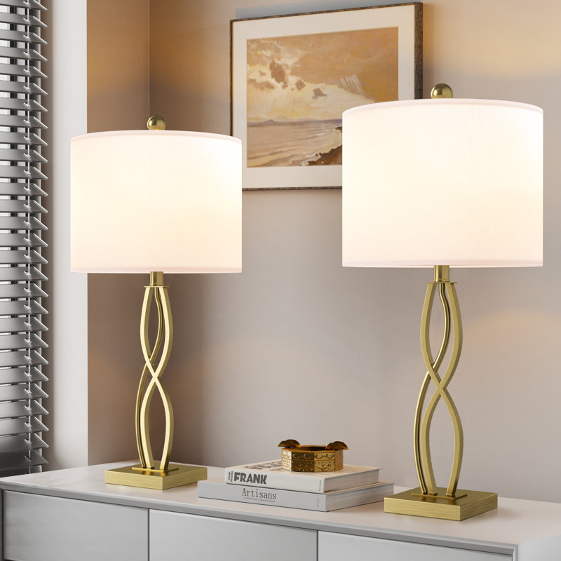 Lampe de table de chevet 26 po en métal à intensité variable moderne pour chambre / salon, Doré