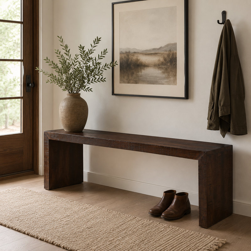  Solid Dark Mango Wood Bench