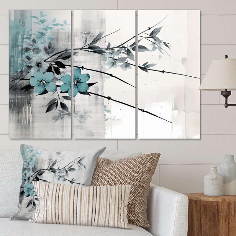 «Asian Art Sumi Bird Serenity II» sur toile, reproduction de 3 pièces, H 40 po x l 60 po x P 1 po