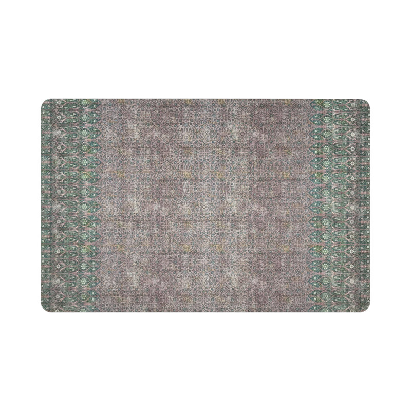 Iznik Pebbles 17.5" Vinyl Placemat, Green/Pink