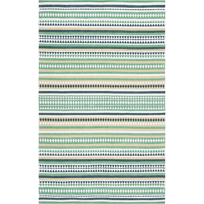 Adama Hand Woven Cotton Striped Rug, Rectangle 5' x 8'