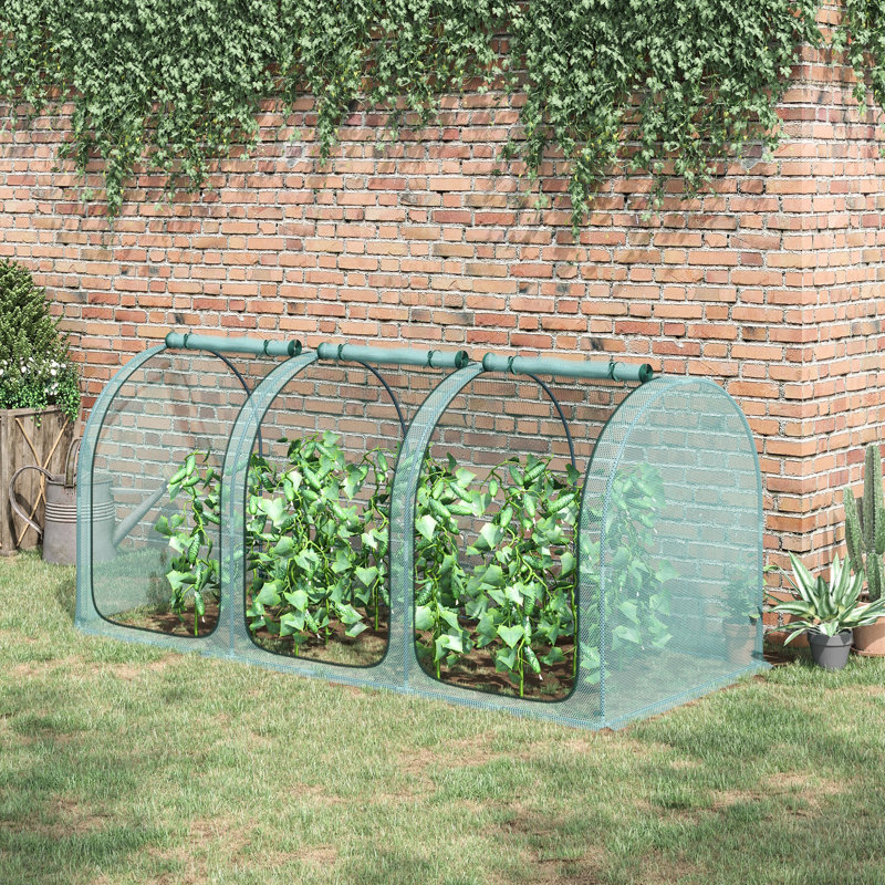 Protection pour plantes de jardin 9 pi x 4 pi - cage de culture avec 3 portes à fermeture à glissière, manchon de rangement, 6 ancrages au sol, étui de protection pour jardins et piquets,