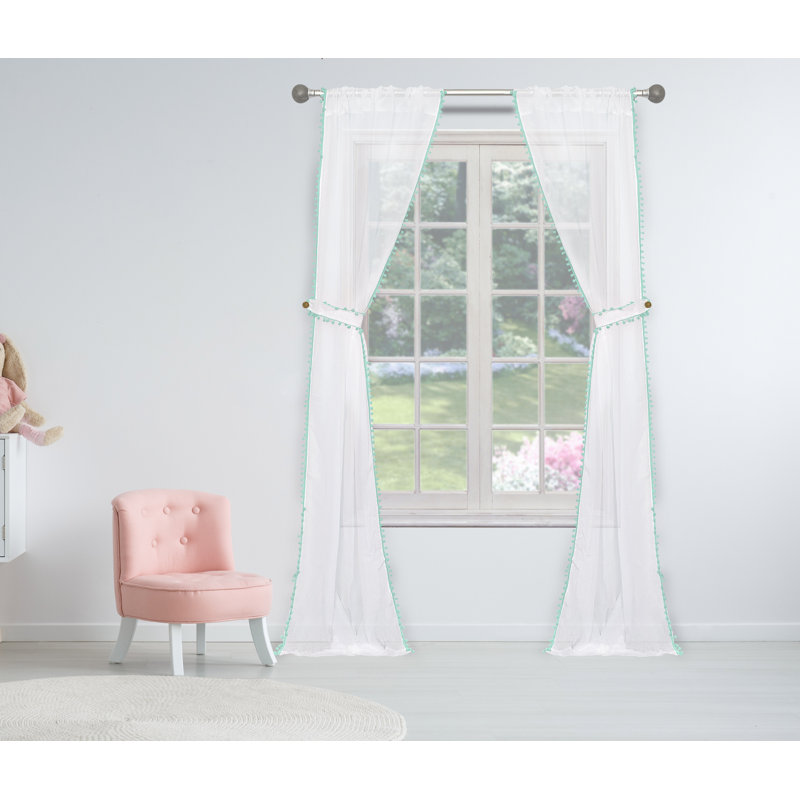 Aveline Sheer Curtain Pair, Seafoam