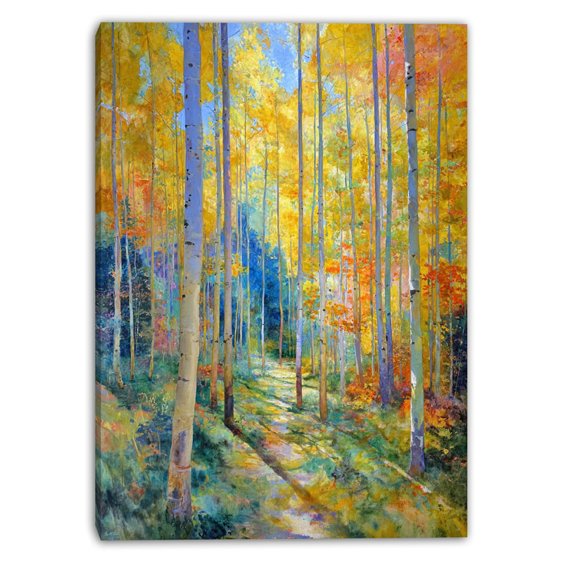 Art mural sur toile Aspen Pathway in Sunlight, H 24 po x l 16 po