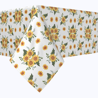 Square Tablecloth, 100% Cotton, 52X52", Sunflower Style