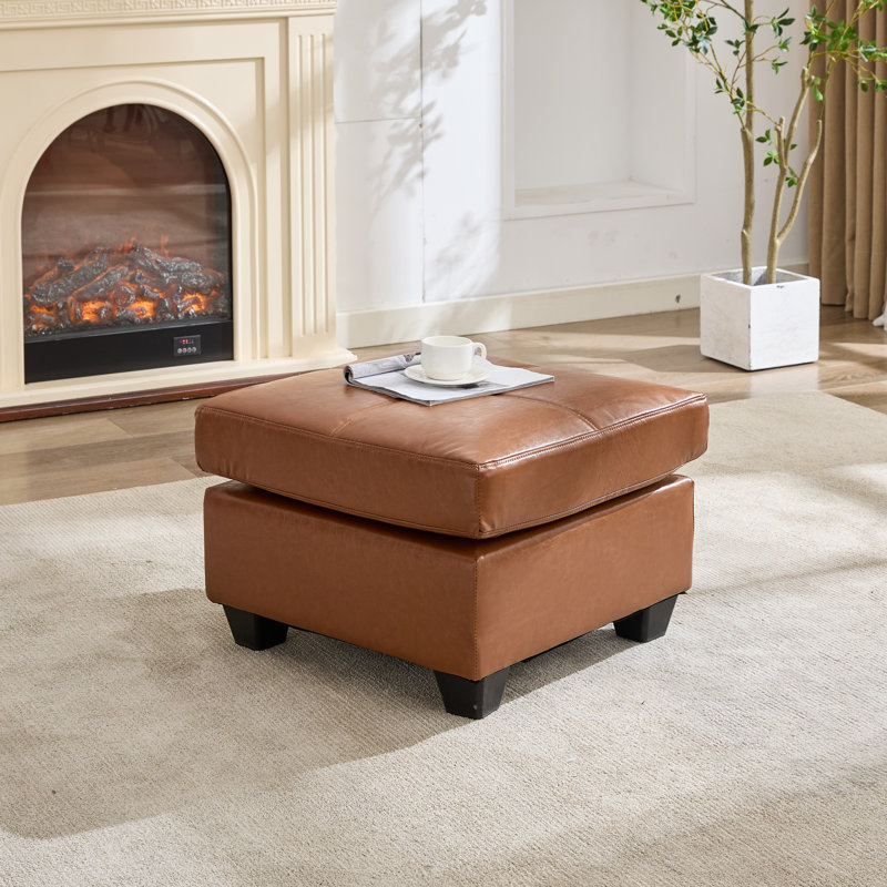 Faux Leather Ottomans, Brown