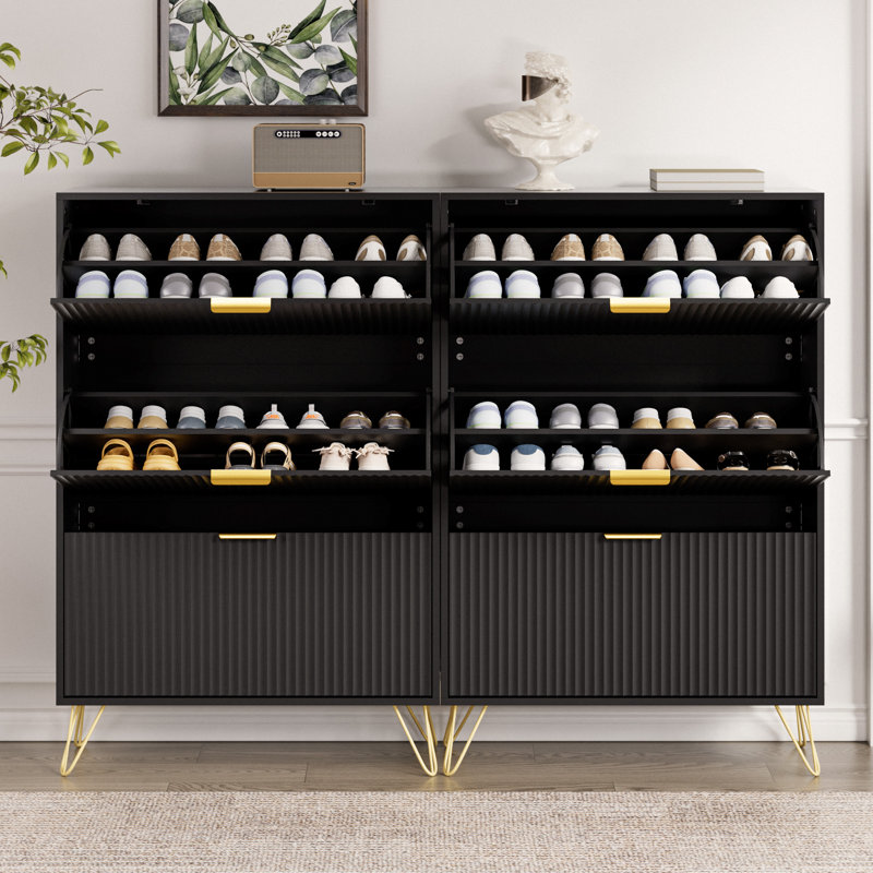 36 Pair Shoe Storage Cabinet, Black