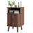 Mid Century Modern Nightstand, Fluted End Table With Open Shelf and Storage Cabinet, Curved Round Edge Wood Bedside Table with Slide Doors-918011650
