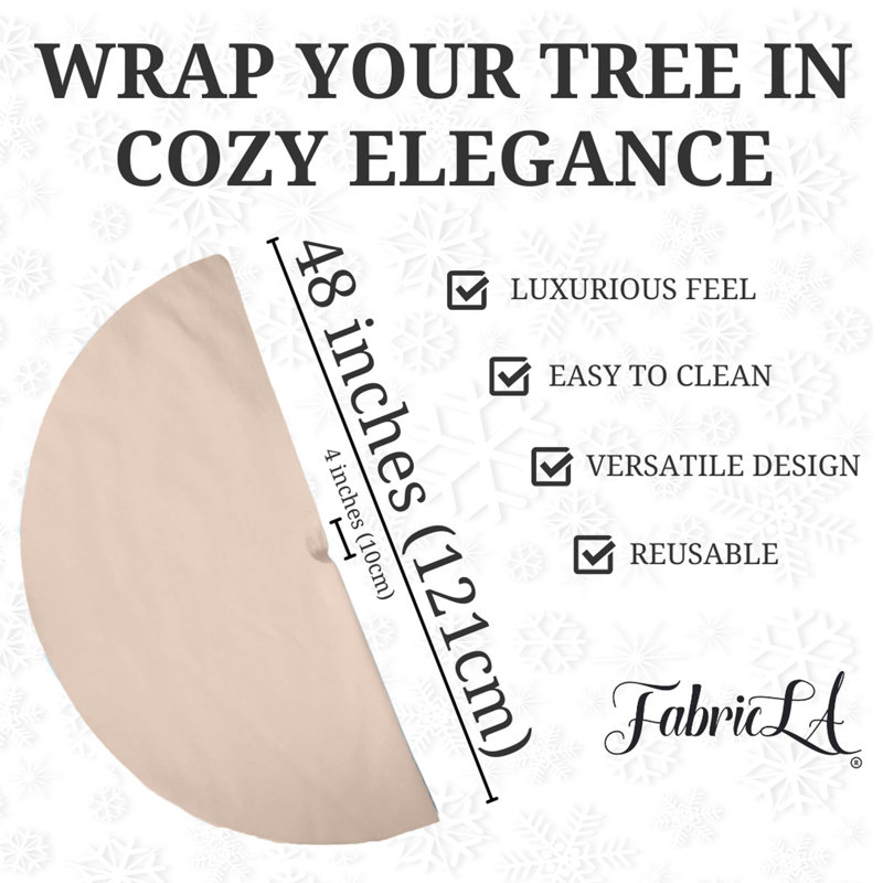 Jupe d'arbre en fausse fourrure avec bords arrondis Fabricla, L 48 po x L 48 po, Crème