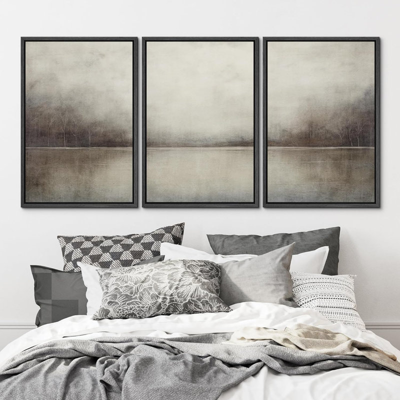 Minimal Landscape 3 - Pieces, 36" H x 24" W x 1.5" D, Black