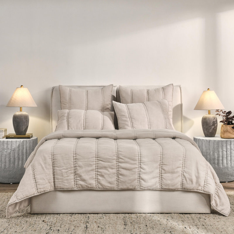 Rowen Sustainable Fabric Quilt, King Quilt, Beige