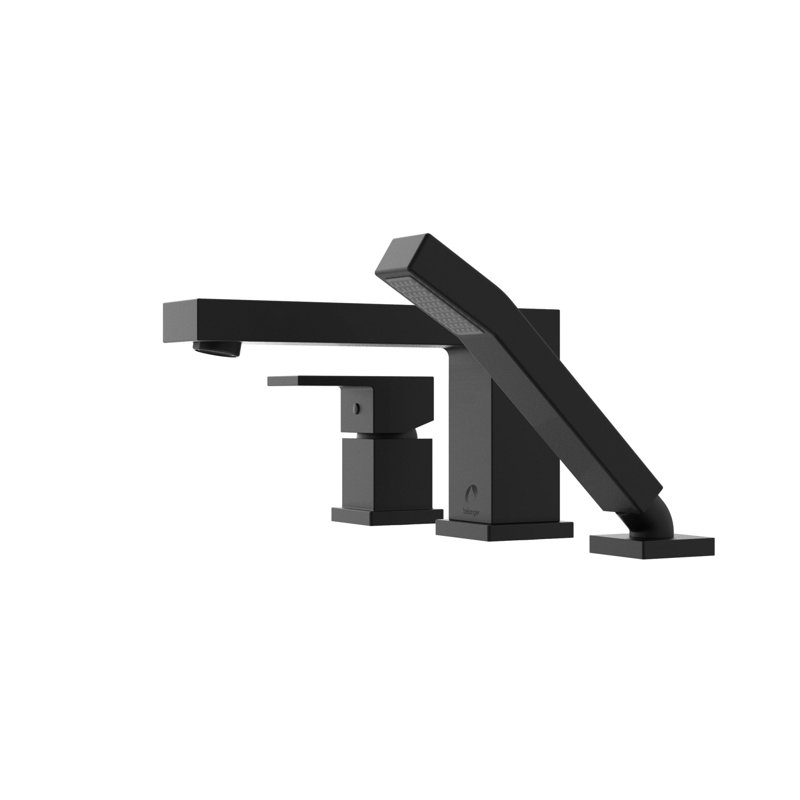 Quadrato Deck Tub Filler with Diverter, Matte black