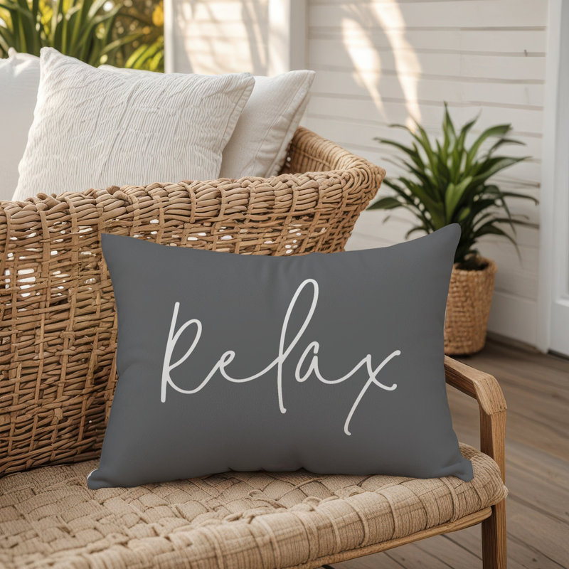 Outdoor Reversible Throw Pillow, Dark Gray/White