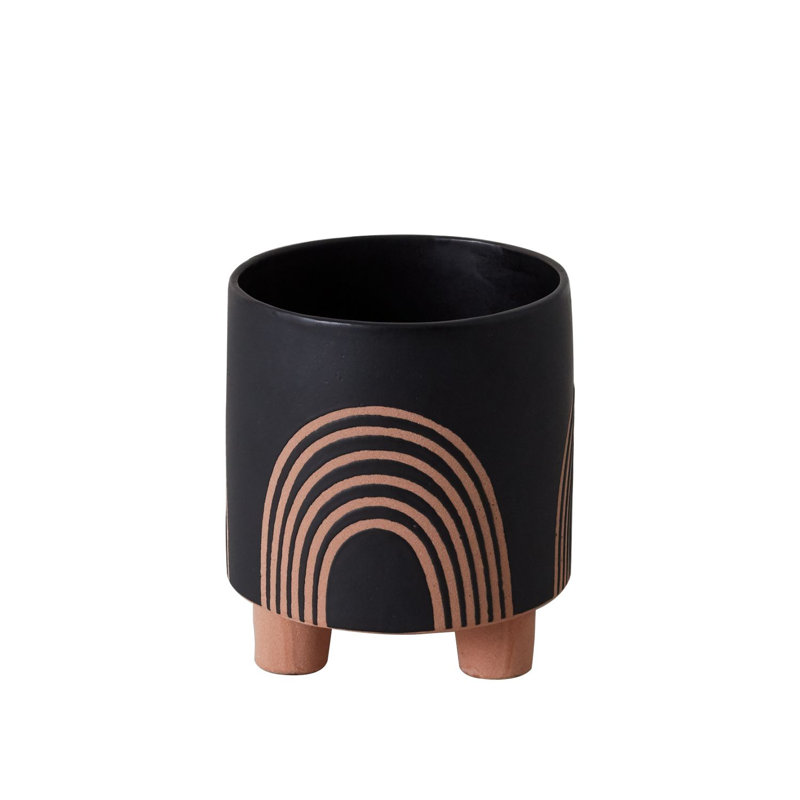 Pot à fleurs en céramique Josiana, H 7,5 po x l 6,75 po x P 6,75 po, Noir