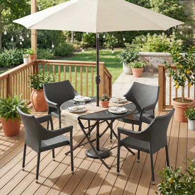 Patio PE Wicker Dining Chair with Stackable Design