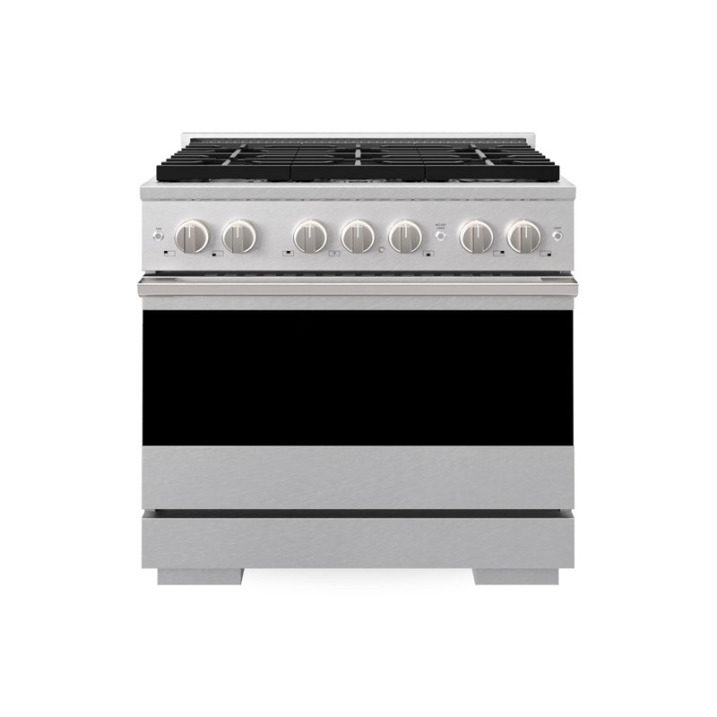 ZLINE 36 in. Marino Gas Range w/ 6 Gas Burners & Convection Oven in Satin Steel Stainless Steel, Gas, Satin Stainless Steel