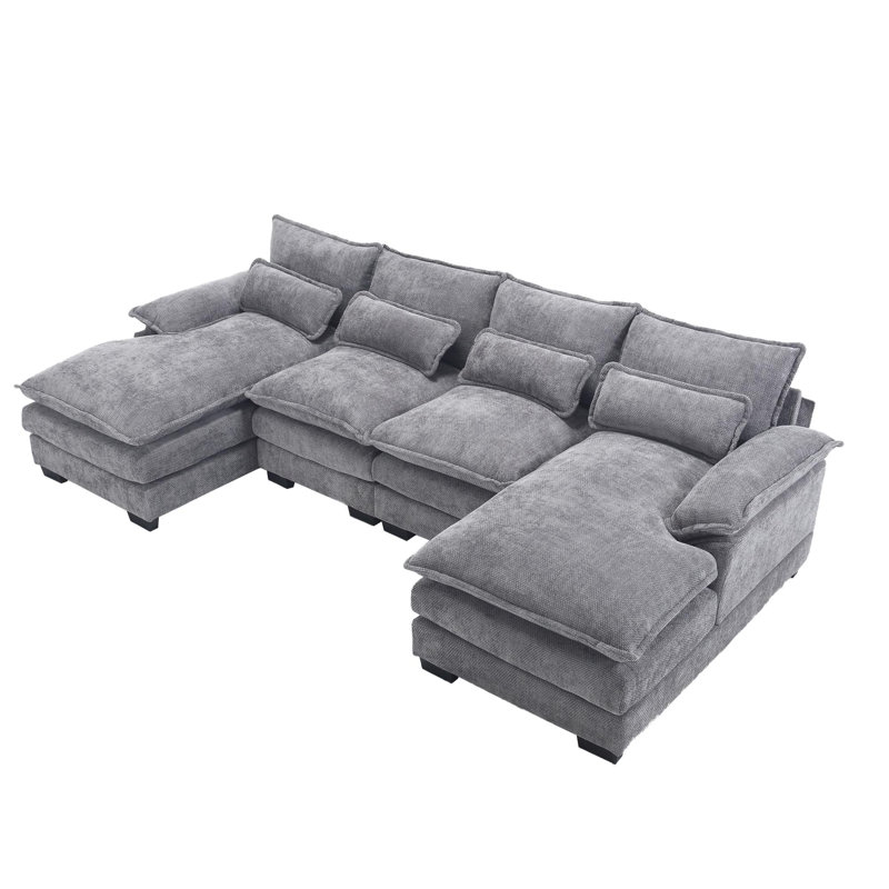 Odas 110.63'' Modular Sofa, Gray Chenille