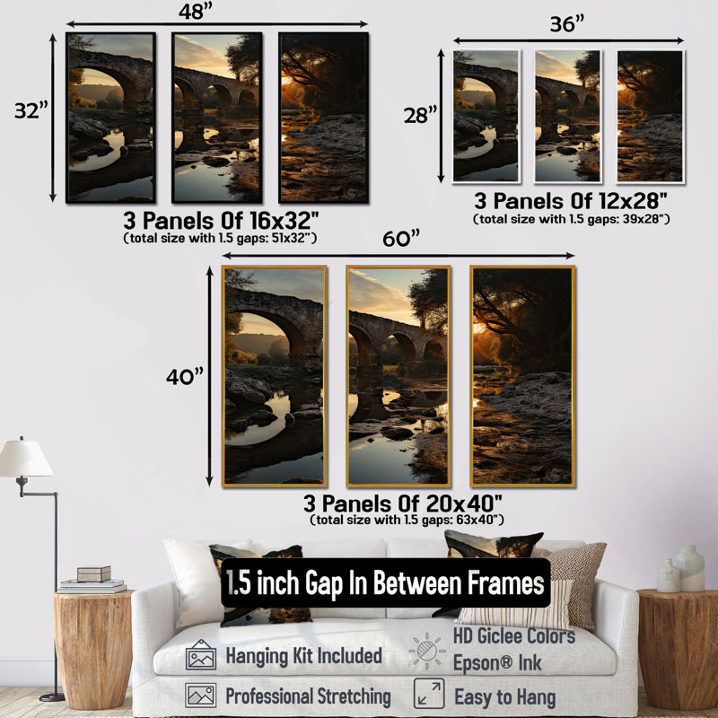 Pont vers nulle part, ensemble d'art mural, Cadre flottant noir, H 28 po x l 36 po x P 1 po