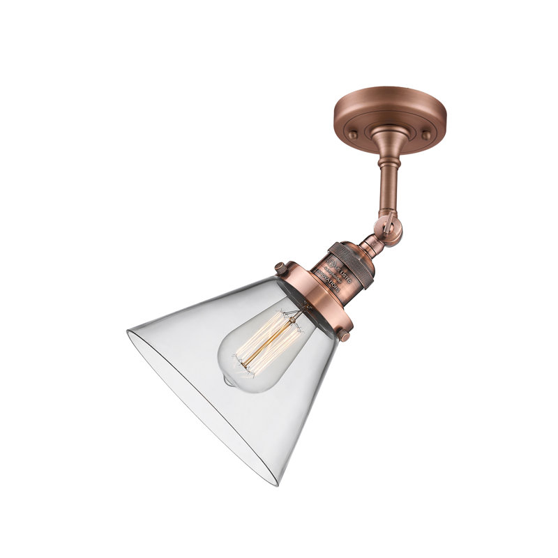 Éclairage de meuble-lavabo inclinable 2 lumières Cone, Ampoule à DEL rétro de 6 watts, Clair, Cuivre antique