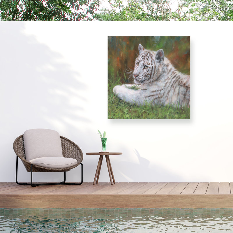 Toile d'extérieur David Stribble White Tiger Cub, H 14 po x l 14 po