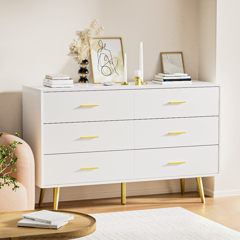 Commode 6 tiroirs Sejan, Blanc