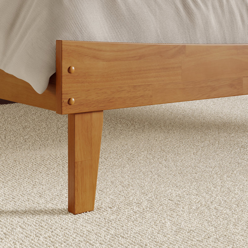 Lit plateforme en bois Phoenix avec pied de lit assorti, Très grand lit, Light Toffee