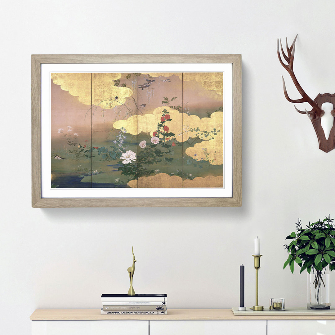 Flowers and Birds of the Four Seasons by Shibata Zeshin - Framed Print
