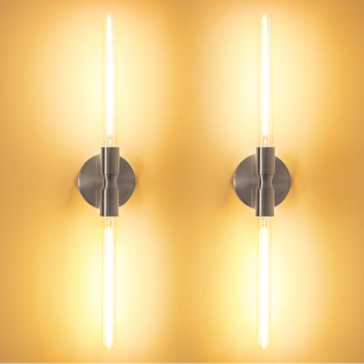 Hardwired Wall Sconces, 23.7 " Bathroom Sconces with Clear Glass and Bulbs, Modern Sconces Wall Decor for Bathroom Mirror Living Room Hallway Bedroom