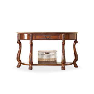 51.97" Brown Half Moon Solid Wood Console Table