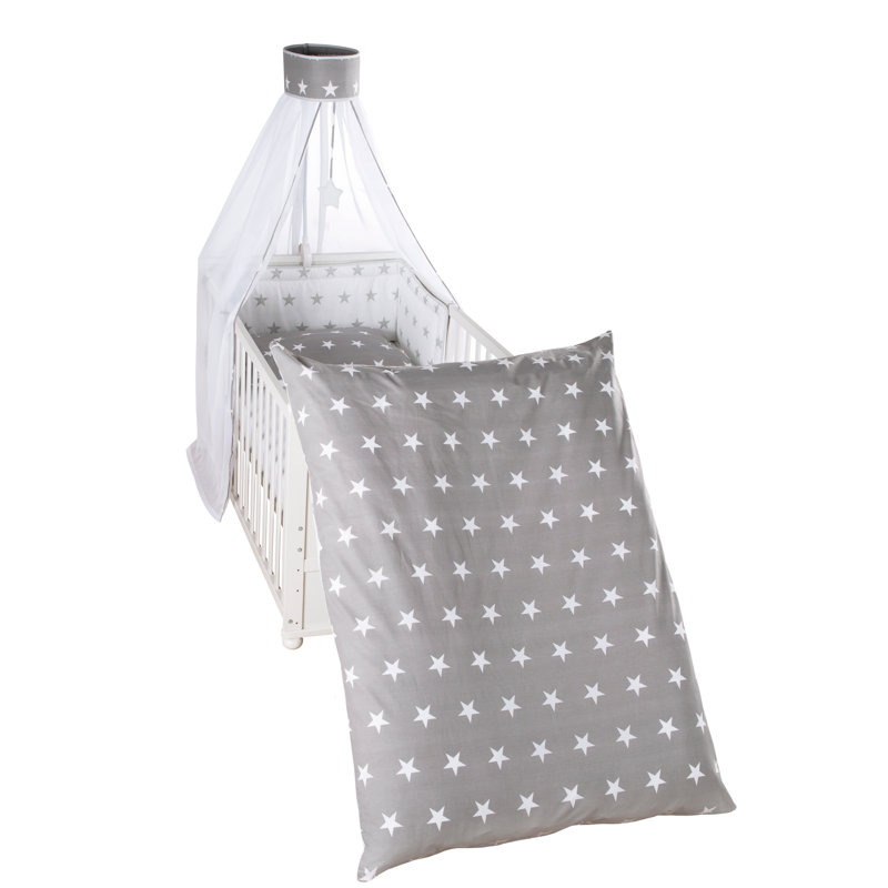 Little Stars 4 Piece Cot Bedding Set, Grey