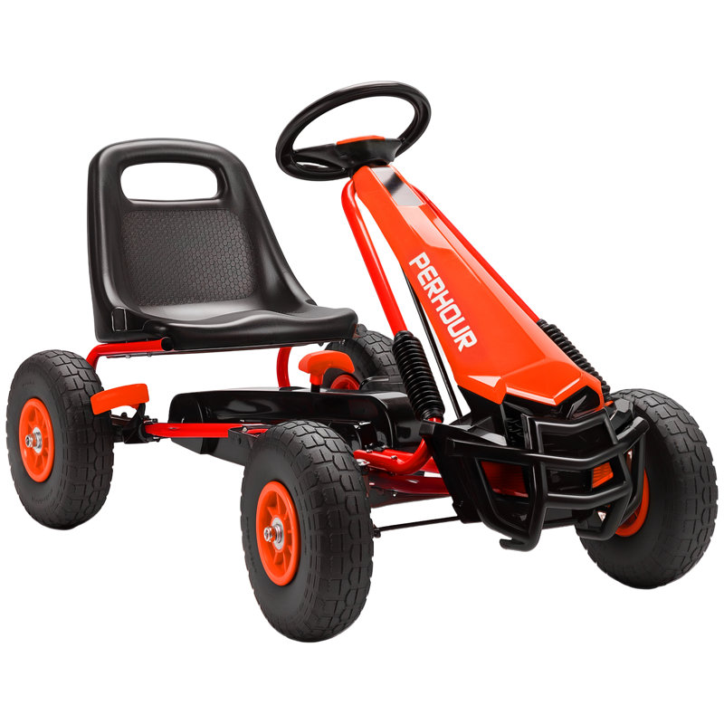 AIYAPLAY Kids Pedal Go Kart with Adjustable Seat for Kids 3-8 Years, Red