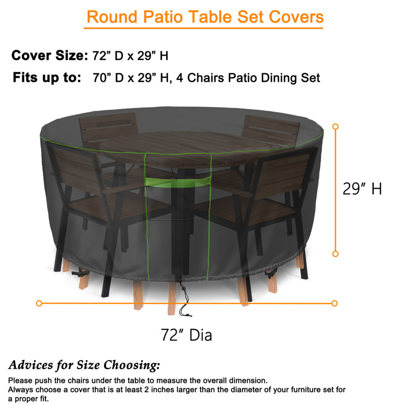 Housse pour table d'extérieur, H 29 po x l 72 po x P 72 po