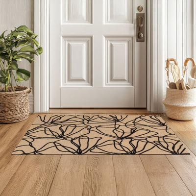 Poppies Black Standard 2x3 Washable Rug
