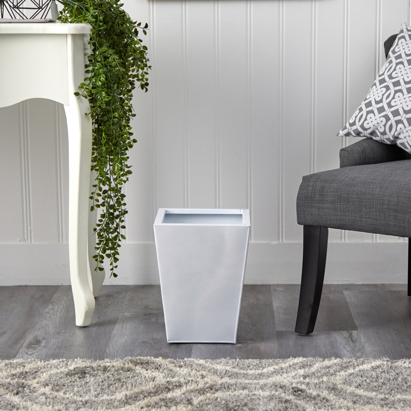 Pot à fleurs en métal Frankey, Blanc, H 13 po x l 10 po x P 10 po