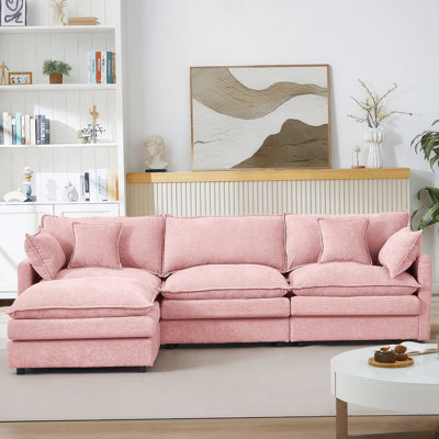 Modular Sectional Sofa With Movable Ottoman, Comfy And Stylish Couch Set For Living Room, DIY Combination For Versatile Use