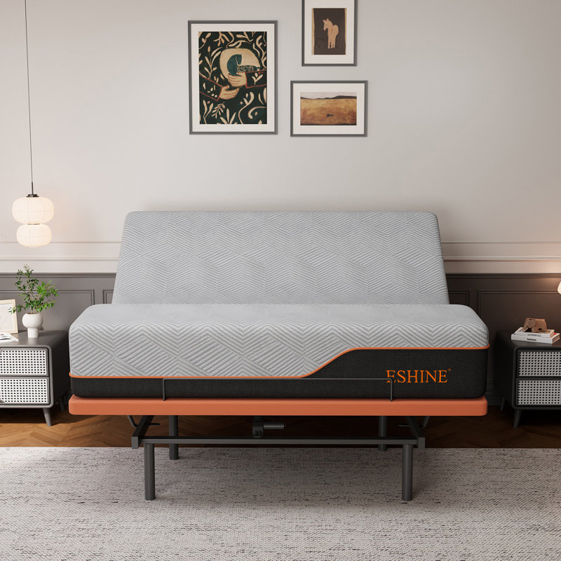 Adjustable Bed with 14" Ultra-Plush Black Mattress, Massage, Wireless Remote, App Control, Zero Gravity, Underbed Light, USB & Type C Ports on both sides
