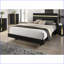 Ensemble de chambre à coucher avec garniture en acrylique à DEL pour grand lit moderne et or noir 3 pièces | Bois d'ingénierie, métal | Lits standard-75124700