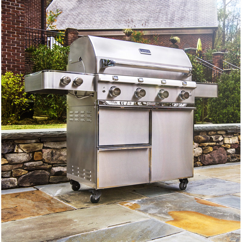 Saber 4-Burner Propane Gas Grill with Cabinet