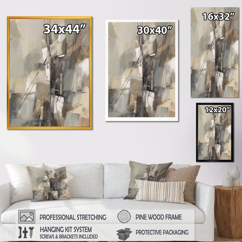 «Fentress Abstract Design Shapes I», reproduction sur toile, Cadre photo noir, H 20 po x l 12 po x P 1 po