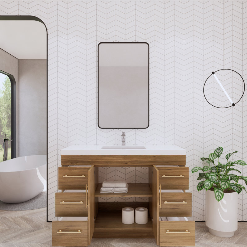 Ensemble de meuble-lavabo simple 48 po Maplesville, Chêne naturel