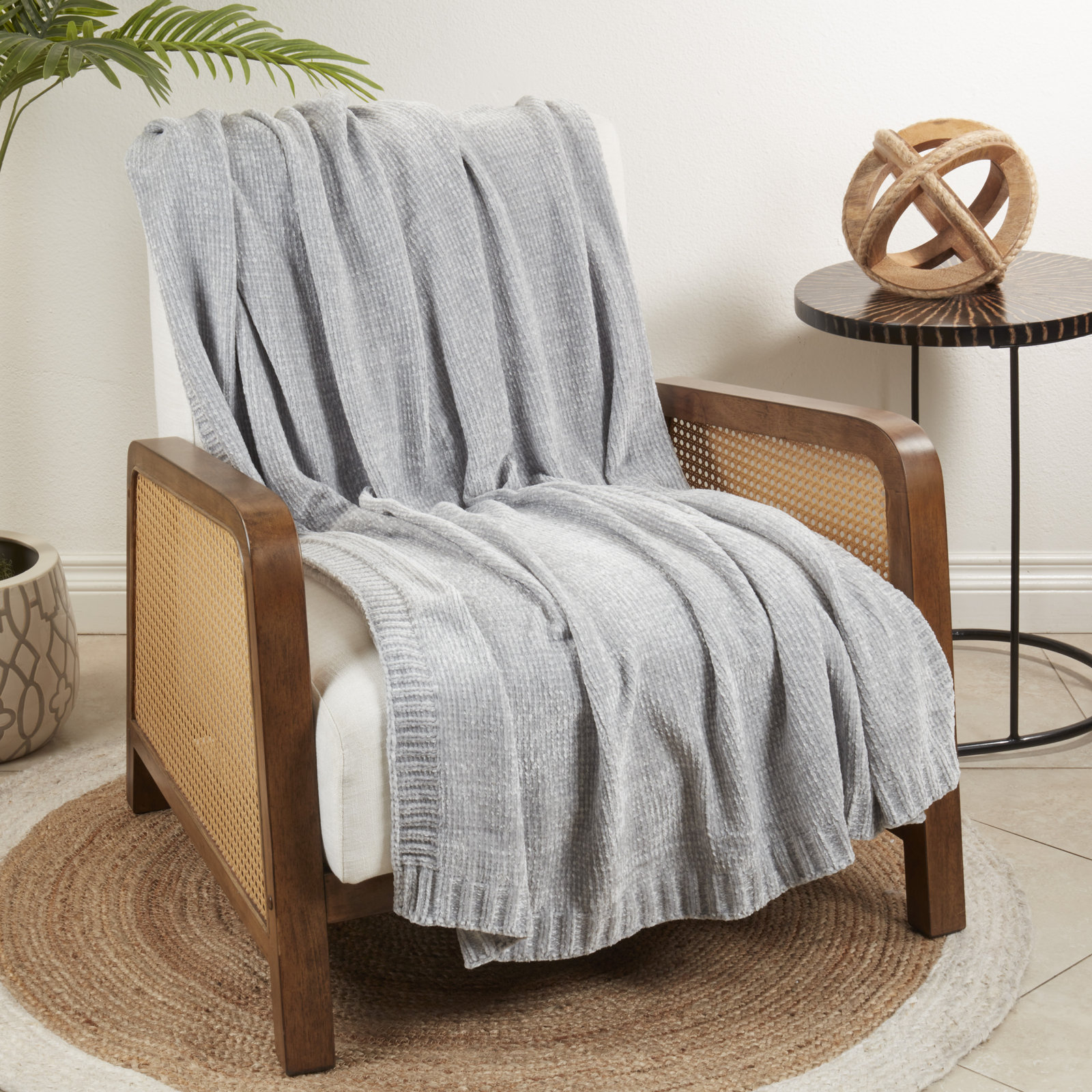 Carley Knit Throw Blanket, Gray